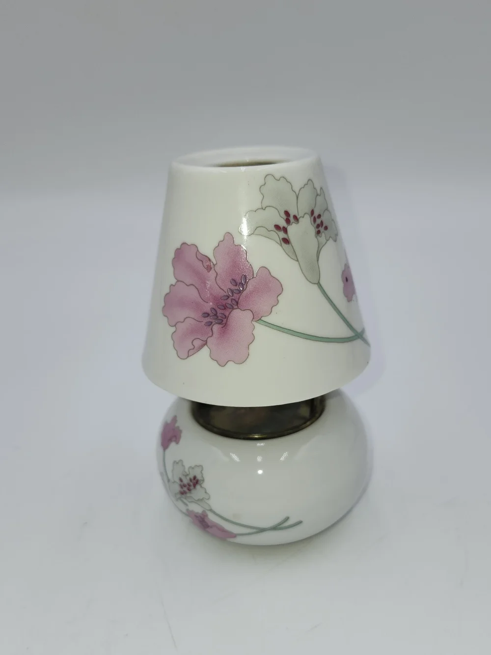 Porcelain Floral Pink Mini Fairy Table Lamp Candle Holder Tealight